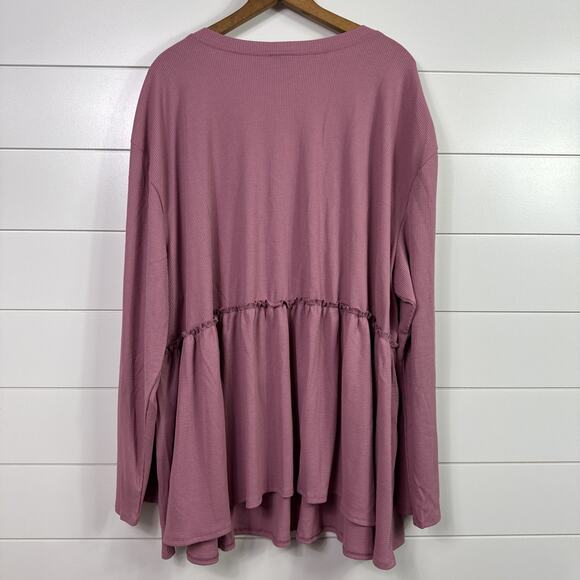 Torrid Knit V-Neck Lace Long Sleeve Waffle Thermal Babydoll Shirt Purple sz 4 - Picture 7 of 8